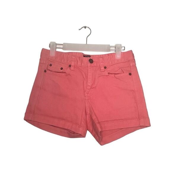 J Crew Stretch Mid Rise Cuffed Zip fly Denim Shorts Pink Size 2 - Picture 1 of 5